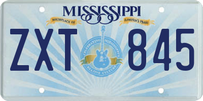 MS license plate ZXT845
