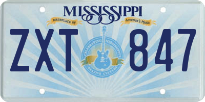 MS license plate ZXT847