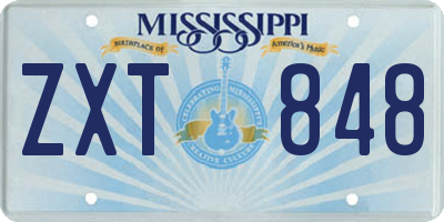 MS license plate ZXT848