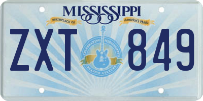 MS license plate ZXT849