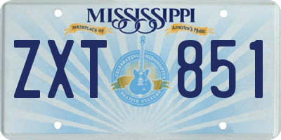 MS license plate ZXT851