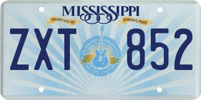 MS license plate ZXT852