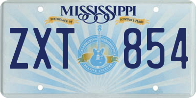 MS license plate ZXT854