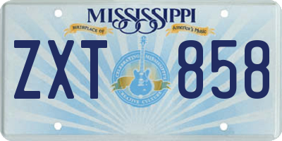 MS license plate ZXT858
