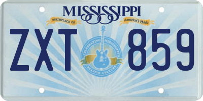 MS license plate ZXT859