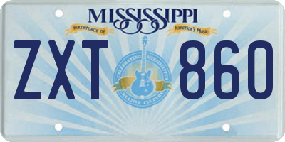 MS license plate ZXT860