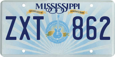 MS license plate ZXT862
