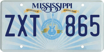 MS license plate ZXT865