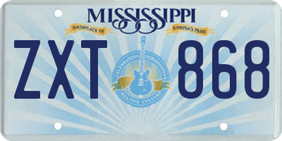 MS license plate ZXT868