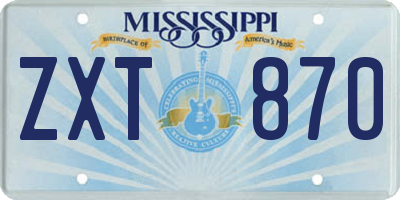 MS license plate ZXT870