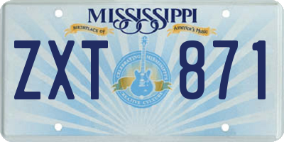 MS license plate ZXT871