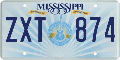 MS license plate ZXT874