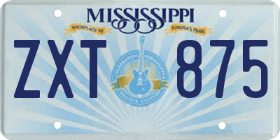 MS license plate ZXT875