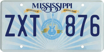 MS license plate ZXT876
