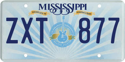 MS license plate ZXT877