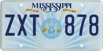 MS license plate ZXT878