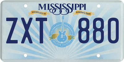 MS license plate ZXT880