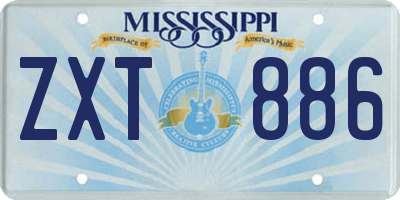 MS license plate ZXT886