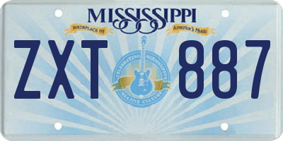 MS license plate ZXT887