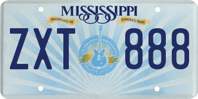MS license plate ZXT888