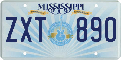MS license plate ZXT890