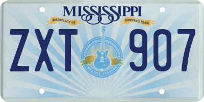 MS license plate ZXT907