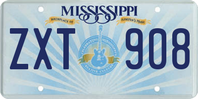 MS license plate ZXT908