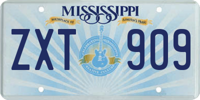 MS license plate ZXT909