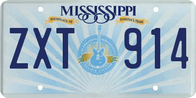 MS license plate ZXT914