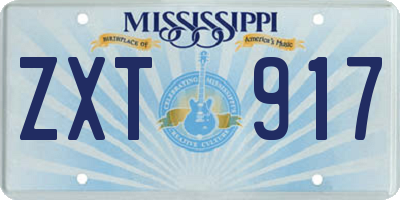 MS license plate ZXT917