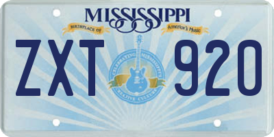 MS license plate ZXT920