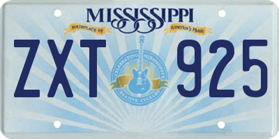 MS license plate ZXT925