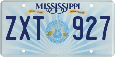 MS license plate ZXT927