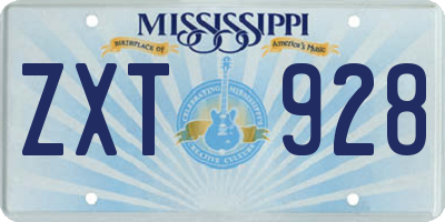 MS license plate ZXT928