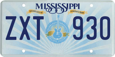 MS license plate ZXT930