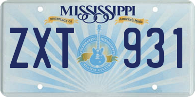 MS license plate ZXT931
