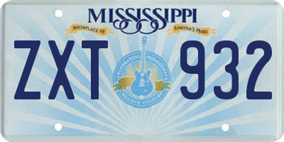 MS license plate ZXT932