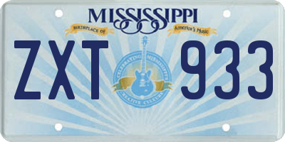 MS license plate ZXT933