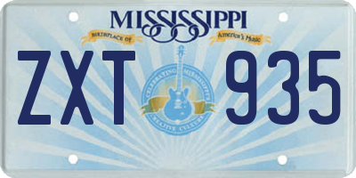 MS license plate ZXT935