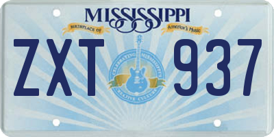 MS license plate ZXT937