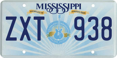 MS license plate ZXT938