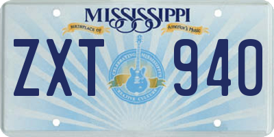 MS license plate ZXT940