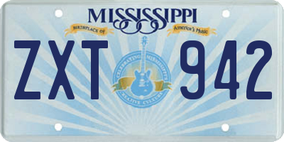 MS license plate ZXT942