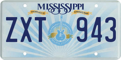 MS license plate ZXT943