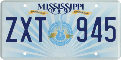 MS license plate ZXT945