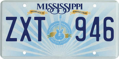 MS license plate ZXT946