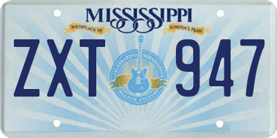 MS license plate ZXT947