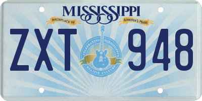 MS license plate ZXT948