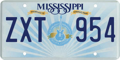 MS license plate ZXT954