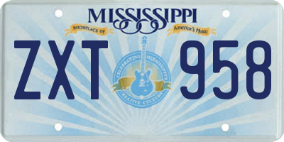 MS license plate ZXT958